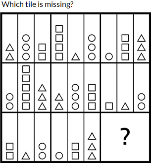 Solved Which tile is missing? DDDD OOOL [D] ববব O ০OI |O০০ | Chegg.com